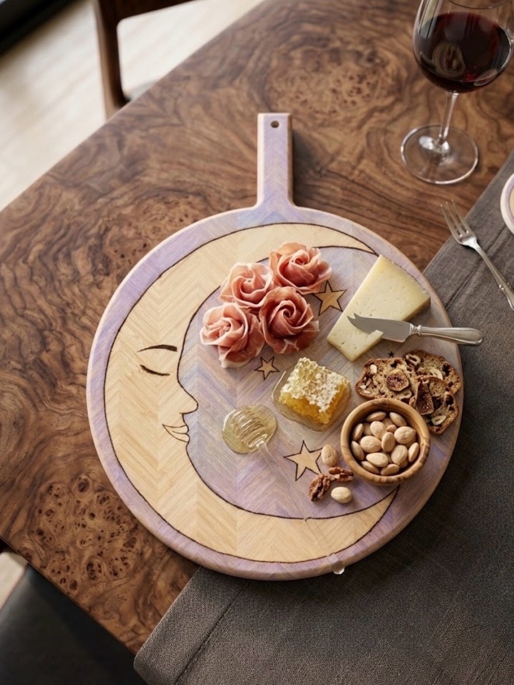 17" Handcrafted Wooden Serving Board - Bamboo Pyrography